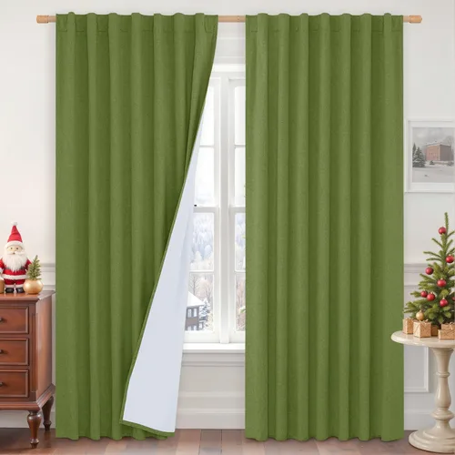 Miniatura 119 de LAMIT Cortinas de lino natural 100 % opacas para ventana, para dormitorio, 45 pulgadas, cortinas térmicas con textura de lino estilo granja