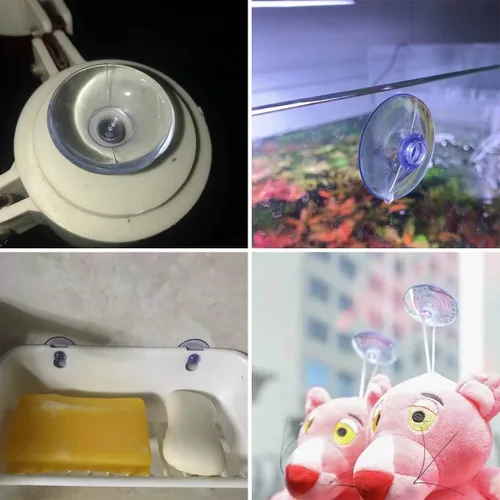 Miniatura 6 de Paquete de 20 ventosas para ventosas de plástico de vidrio, ventosas de plástico transparente de PVC con ganchos para mesa de vidrio, almohadilla