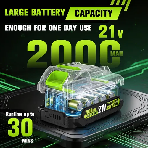 Miniatura 3 de Mini motosierra inalámbrica, motosierra eléctrica de 6 pulgadas con batería de 2000 mAh, motosierra de mano de 1000 W con engrasador automático