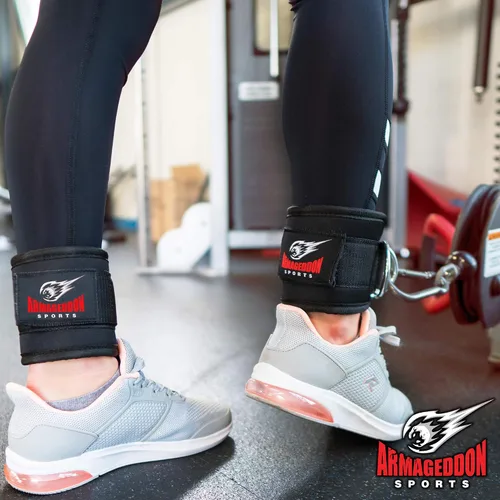 Miniatura 4 de ARMAGEDDON SPORTS Par de correas de tobillo de calidad dobles en D para fijación de máquinas de cable, tobilleras para equipo de entrenamiento