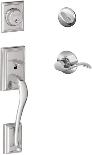 Miniatura 4 de Juego de manijas para puerta de entrada con pomo Plymouth con moldura Addison en bronce envejecido