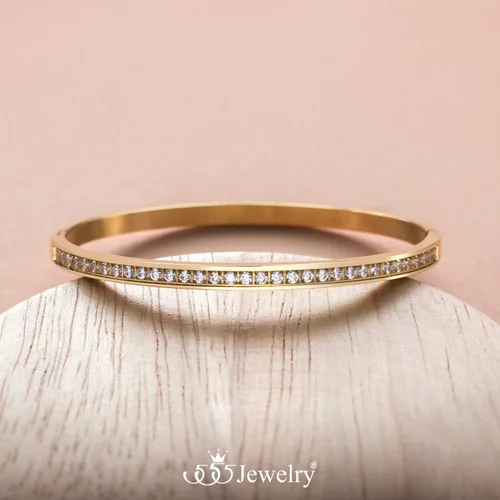 Miniatura 4 de 555Jewelry - Pulsera de acero inoxidable con cierre de bisagra para mujer