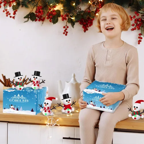 Miniatura 6 de Paquete de 10 Rellenos de Medias para Niños, Manualidades Navideñas para Niños a Granel, Kit de Manualidades de Muñeco de Nieve Arcilla Modeladora