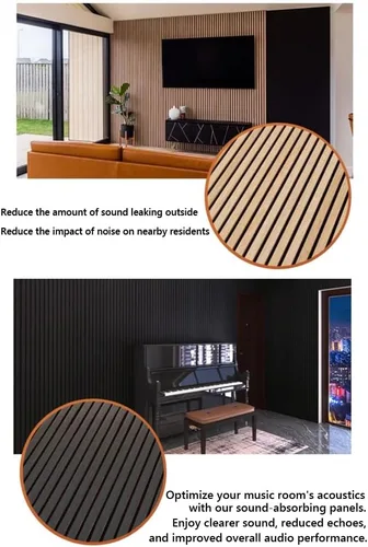 Miniatura 4 de Paneles acústicos de pared acústicos, paneles grandes insonorizados, panel de absorción de sonido acanalado 3D con acabado de madera, tratamiento