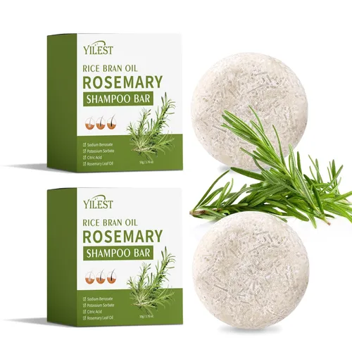 Barra de champú de romero con aceite de salvado de arroz, cuidado natural del cabello, champú sólido para el cuero cabelludo de limpieza profunda,