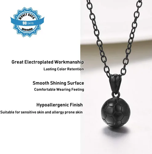 Miniatura 6 de PROSTEEL Stainless SteelGold PlatedBlack Soccer Football Necklaces Pendant with Chain for Men Women Sport Fan Jewelry Gift Soccer Charm Necklace