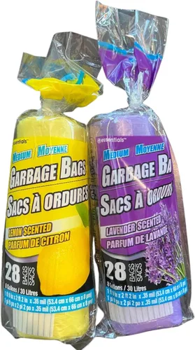Greenbrier International, Inc. Juego de 2 bolsas de basura para basura de oficina, 56 bolsas en total, incluye forros perfumados con aroma a limón y