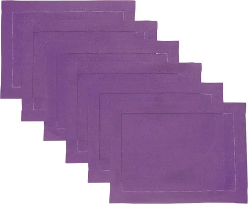 Solino Home Juego de 6 manteles individuales de lino 100 % lino puro con vainica, 14 x 19 pulgadas, manteles individuales clásicos de punto vainica