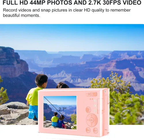 Miniatura 2 de Cámara digital de 44 MP – Apuntar y disparar compacta con tarjeta SD de 32 GB, zoom digital 16X, pantalla de 2.4 pulgadas – Cámara de vlogging