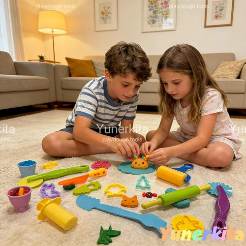 Miniatura 4 de Juego de herramientas de masa, 9 piezas de herramientas de arcilla para niños de 4 a 8 años, accesorios de masa ABS+ incluye rodillo cortador