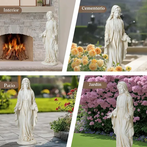 Miniatura 5 de LuxenHome - Estatua de Virgen María para exteriores, estatua religiosa de jardín de 30 pulgadas, estatua de la Santísima Madre al aire libre