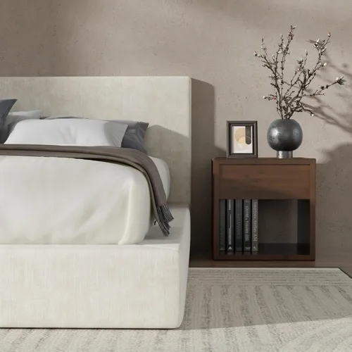 Miniatura 8 de RECCI Cloud - Base de cama Queen tapizada con cabecero, plataforma acolchada de espuma de 5 pulgadas, sin somier, fácil montaje (crema)