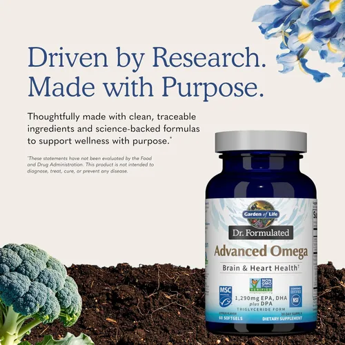 Miniatura 7 de Garden of Life Aceite de pescado omega avanzado formulado por el Dr. - Limón, 1,290 mg de EPA, DHA + DPA en forma de triglicéridos, suplemento Omega
