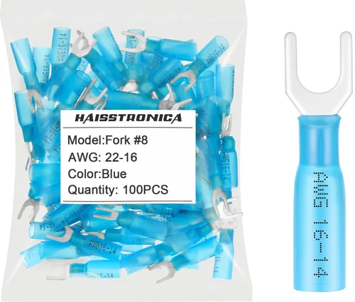 Miniatura 52 de haisstronica 100 conectores de anillo termorretráctiles de grado marino azul de 1/4 pulgadas, conectores de terminales de anillo de cobre rojo