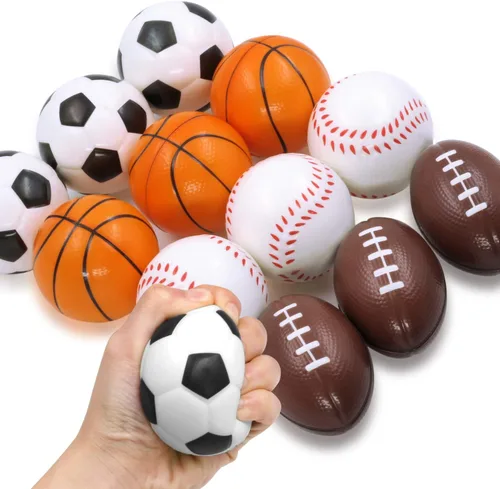 Novelty Place Pelotas antiestrés exprimibles, béisbol, baloncesto, fútbol, fútbol para aliviar la tensión, accesorios de relajación, juguetes