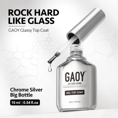 Miniatura 2 de GAOY Juego de 2 capas base y capa base de gel vidrioso de 0.6 fl oz, combinación de base para esmalte de uñas curado con luz UV Capa superior de gel