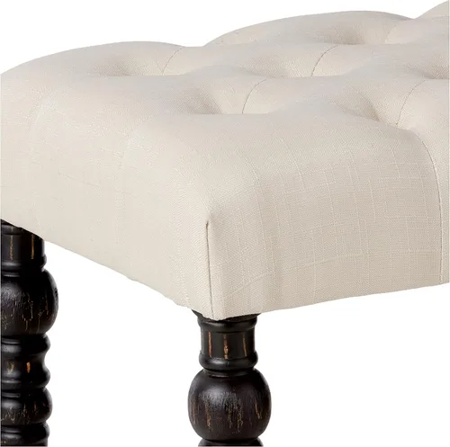Miniatura 6 de Roundhill Furniture Leviton - Banco de comedor de tela con patas torneadas, color beige