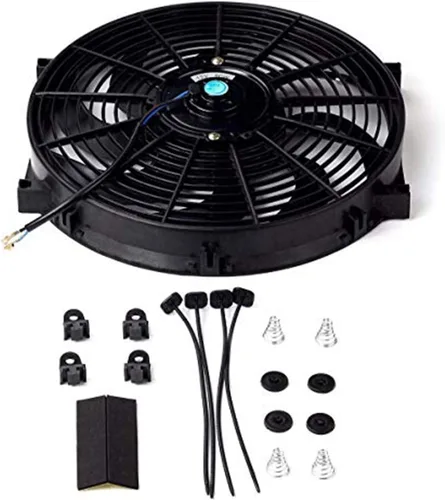 Miniatura 2 de Ventilador eléctrico de radiador de 14 pulgadas, ventilador eléctrico de 900 CFM de 8 aspas para automóvil negro con kit de termostato, interruptor