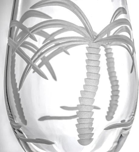 Miniatura 3 de Rolf Glass Juego de 4 copas de vino blanco de 12 onzas con diseño de palmera grabada, sin plomo, diseñadas y fabricadas en los Estados Unidos