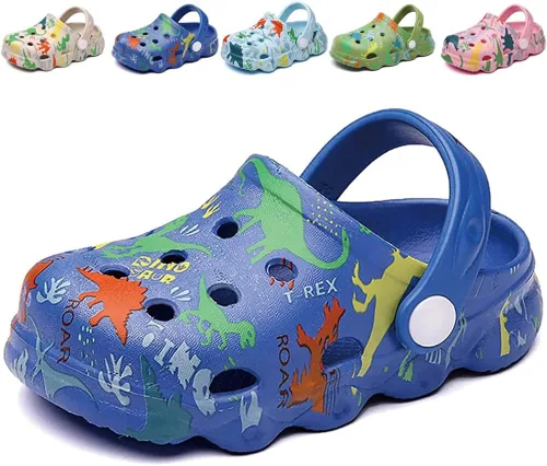 Miniatura 16 de Zuecos para niños, niños y niñas, dinosaurio, antideslizantes, para jardín, playa y piscina, sandalias tipo zuecos, chancletas de dibujos animados