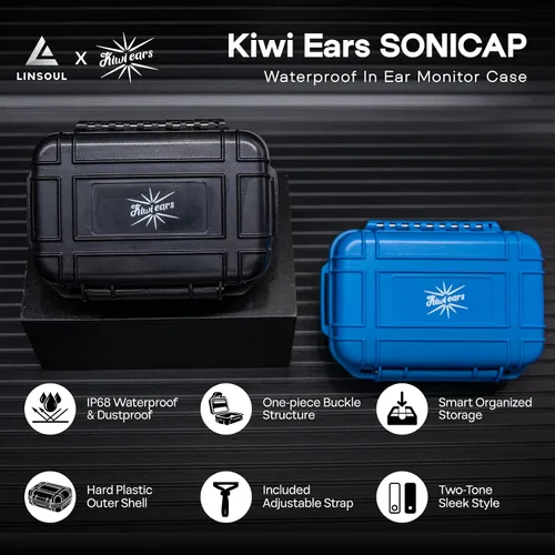 Miniatura 2 de Linsoul Kiwi Ears SONICAP - Estuche impermeable para auriculares, caja de almacenamiento rígida para IEM con forro de EVA, bolsa de transporte dura