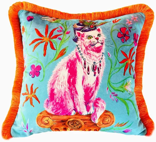 Miniatura 18 de Funda de almohada con patrón de leopardo, funda de almohada de terciopelo única, cojín de borla azul, almohada decorativa para decoración del hogar
