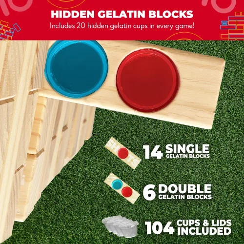 Miniatura 3 de SWOOC Games – Juego de fiesta de torre gigante con chupitos de gelatina ocultos – Incluye vasos desechables, tapas y estuche de transporte – Se