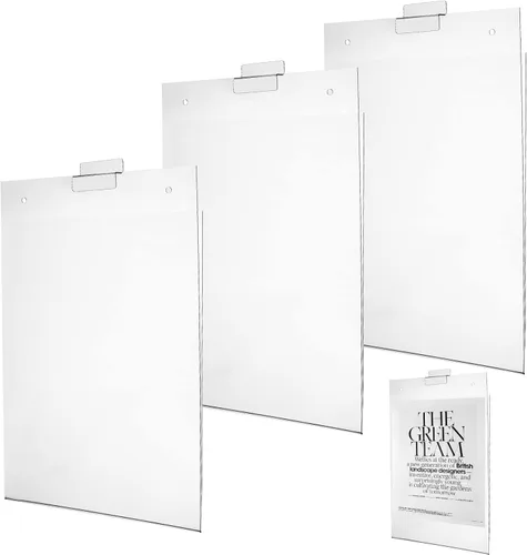 Kathfly 3 soportes para letreros de pared de listones de 8.5 x 11 pulgadas, marcos de fotos transparentes para folletos, estantes de exhibición,