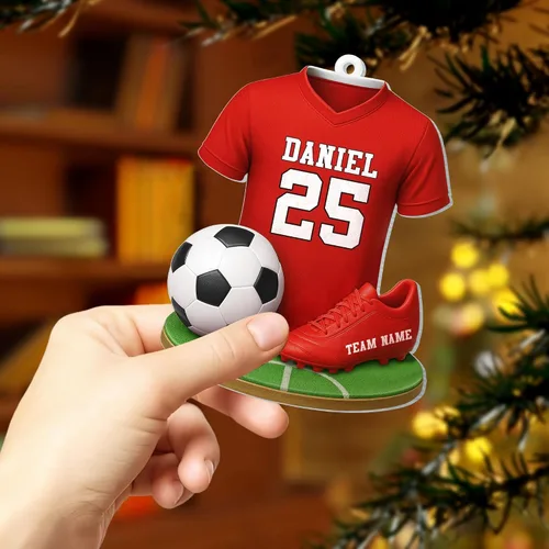 Miniatura 4 de Adorno de fútbol personalizado, adorno 2D de Navidad de fútbol, decoración del árbol de Navidad para jugadores y fanáticos del fútbol, adornos Ds1