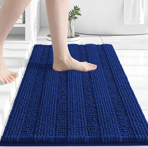 Miniatura 178 de Grandaily Alfombras de baño de felpilla a rayas de 24 x 16 pulgadas, extra gruesas y suaves, absorbentes, parte trasera de goma, alfombra de ducha