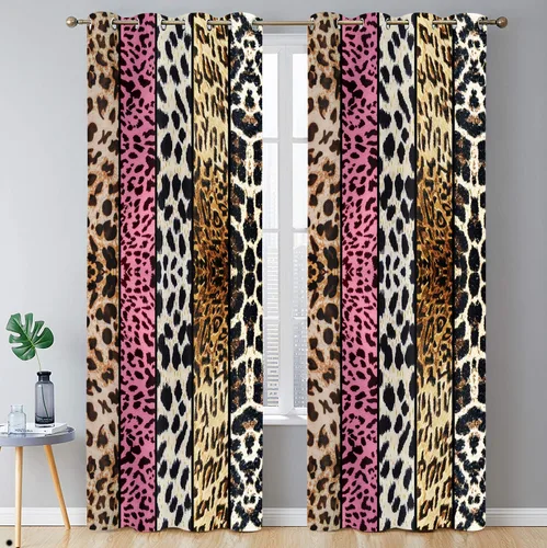 Miniatura 52 de Cortina opaca con estampado de animales salvajes, para oscurecer la habitación, con aislamiento térmico, con ojales para sala, comedor, dormitorio