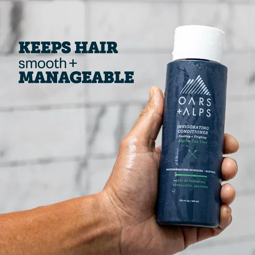 Miniatura 3 de Oars + Alps Acondicionador sin sulfato para hombre, infundido con aceite de hamamelis y árbol de té, árbol de té alpino, 13.5 onzas líquidas
