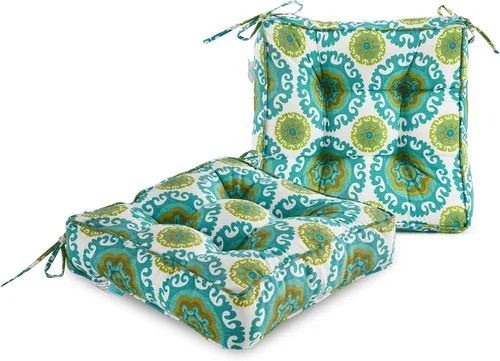 Miniatura 12 de ARTPLAN Cojín de asiento para exteriores, cojín cuadrado grueso para silla de mimbre de patio con lazo, juego de 2, 19 x 19 x 5 pulgadas, beige