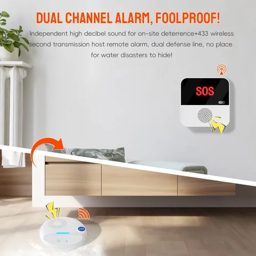 Miniatura 4 de PILSAMAS Detector de fugas de agua inalámbrico, funciona de forma independiente o con concentrador inteligente, sensor de fugas de agua de sirena