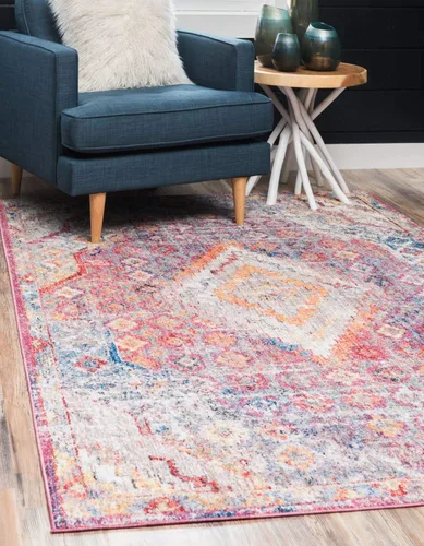 Miniatura 11 de Unique Loom Brighton Collection - Alfombra vibrante con estampado tradicional, medallón, azul/beige, rectangular de 2 pies 2 pulgadas x 3 pies 1