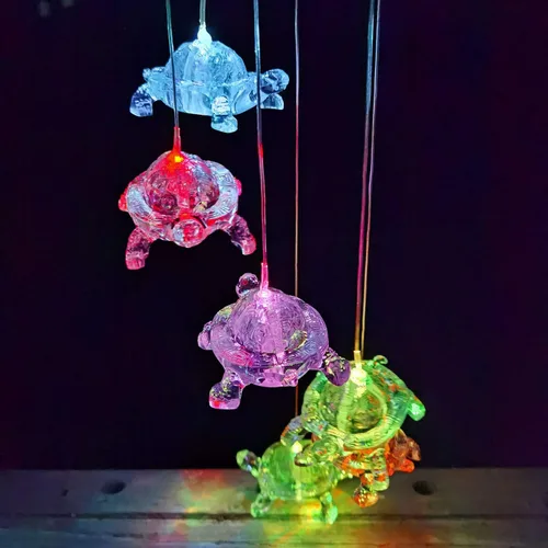 Miniatura 4 de Candelabro de campanillas de viento, lámpara colgante de tortugas solares, luz colgante de carillón de viento IP44 impermeable mixcolor intermitente