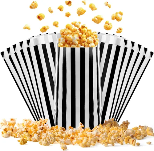 100 bolsas de papel para palomitas de maíz, porciones individuales, pequeñas bolsas de palomitas de maíz para fiestas, desechables, aperitivos,