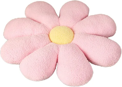Cojín divertido de flores, cojín de suelo, cojín de asiento de flores, cojín para sofá, cama, cojín para automóvil (19.6 pulgadas, rosa)