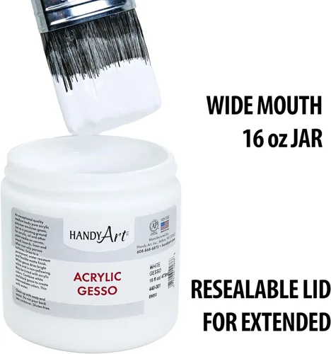 Miniatura 3 de Handy Art Gesso acrílico, 16 onzas, blanco, imprimación para lienzo, madera y superficies de pintura de artistas, mejora la adherencia de la pintura