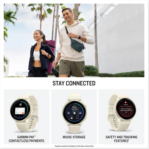 Miniatura 6 de Garmin 010-02985-01 VIVOACTIVE 6 Health and Fitness GPS Smartwatch Hueso con Banda de Silicona Paquete con Paquete de Protección Mejorada CPS de 2