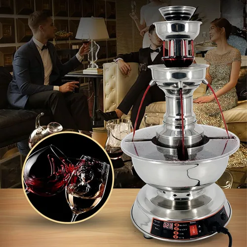 Miniatura 6 de Máquina eléctrica de fuente de vino y champán de 3 niveles, dispensador de calentador de bebidas comercial de acero inoxidable con ajuste