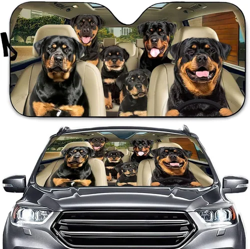 Rottweiler - Parasol para parabrisas de automóvil, diseño de cachorros rottweiler, para amantes de los perros, parasol delantero para hombres, 57 x