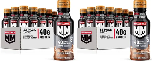 Miniatura 12 de Muscle Milk Pro Advanced Nutrition - Batido de proteínas, chocolate Knockout, botella de 14 onzas líquidas, paquete de 12, 1.41 onzas de proteína