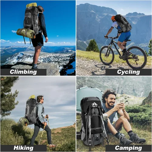 Miniatura 5 de Night Cat Mochilas de Senderismo 70L Mochilas de Camping para Hombres y Mujeres Ligeras al Aire Libre para Montañismo y Viajes, Sin Marco Interno