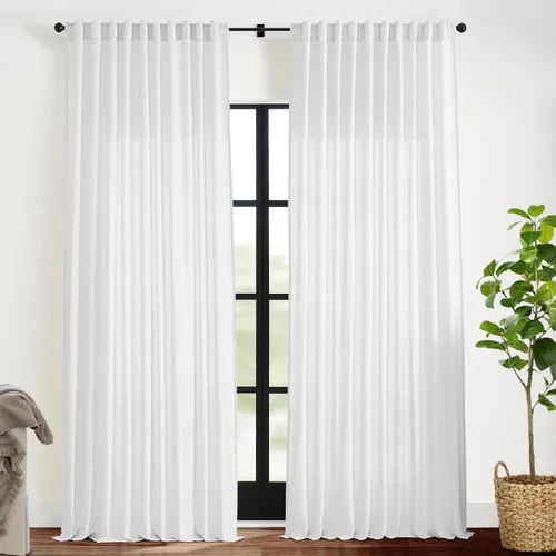 Miniatura 32 de XTMYI - Cortinas transparentes de 54 pulgadas de largo, juego de 2 paneles para baño, cortinas cortas de lino y algodón con semi privacidad