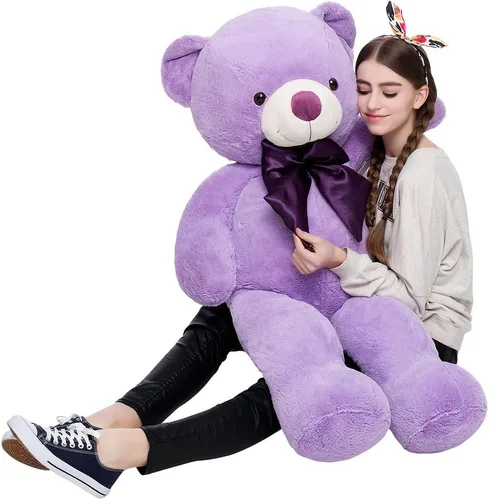 Miniatura 39 de MaoGoLan - Oso de peluche gigante de 52.0 pulgadas, peluche grande color canela con lindo moño y huellas, peluche suave de oso con moño para regalar