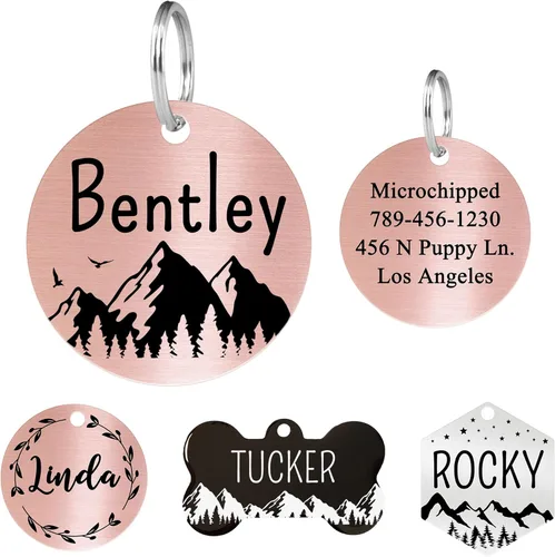 Miniatura 22 de Ultra Joys - Etiquetas de identificación de mascotas de acero inoxidable - Grabado personalizado en la parte delantera y trasera, etiquetas