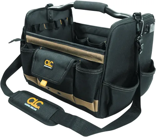 CLC Custom Leathercraft 1578 Caja de herramientas de lados blandos con parte superior abierta, 14 pulgadas, 31 bolsillos