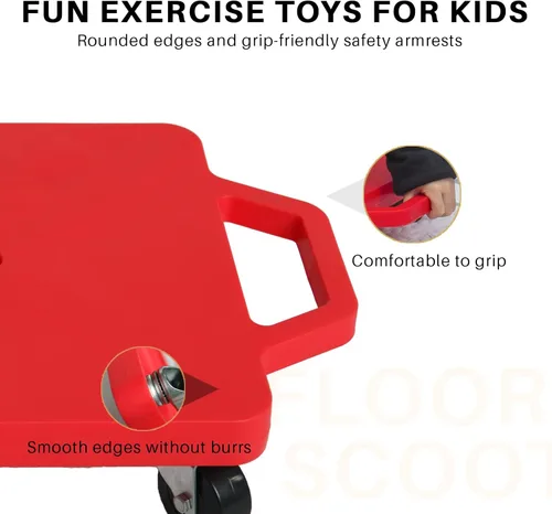 Miniatura 2 de 2 tablas de patín de plástico con asas para niños sentados y entrenamiento deportivo, con 1 anillo, 2 cuerdas y 4 pufs, juego de interior y exterior