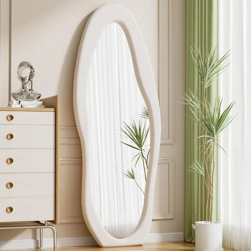 Miniatura 12 de Espejo de Piso, Espejo de Cuerpo Entero con Soporte, 63"x24" Espejo Arqueado Independiente de Cuerpo Entero para Colgar o Apoyar, Espejos de Pared